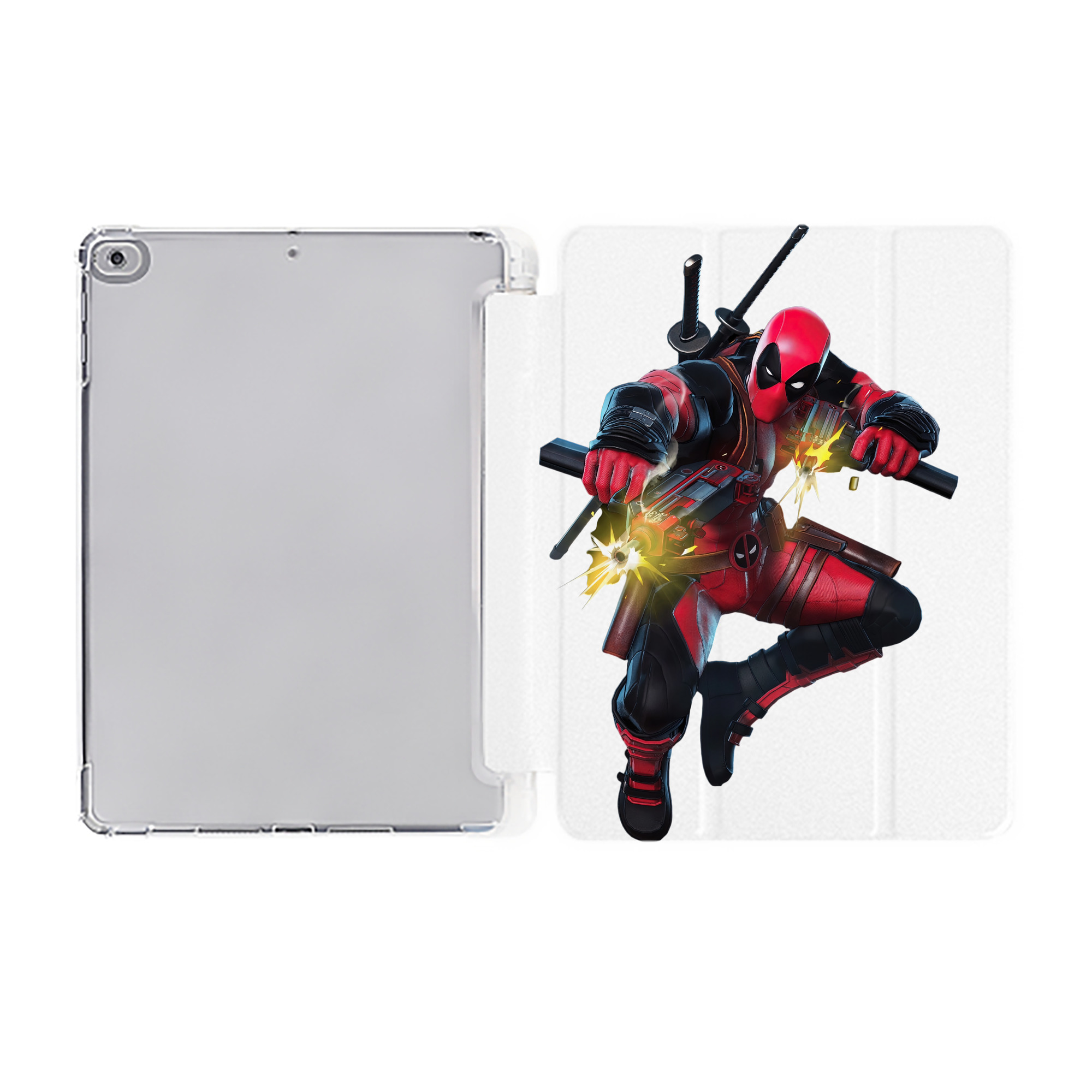 （画像用） Deadpool デッドプール IPad ケース ペン収納付き 三つ折りスタンド PUレザー×シリコン 対応機種9.5/10.5/10.9インチ